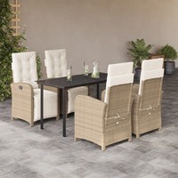 Set da Pranzo da Giardino 5 pz con Cuscini Beige in Polyrattan 3212579
