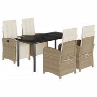Set da Pranzo da Giardino 5 pz con Cuscini Beige in Polyrattan 3212580