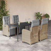 Set da Pranzo da Giardino 5 pz con Cuscini Beige in Polyrattancod mxl 86929
