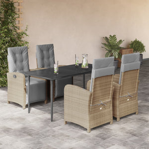 Set da Pranzo da Giardino 5 pz con Cuscini Beige in Polyrattan 3212587