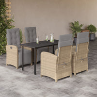 Set da Pranzo da Giardino 5 pz con Cuscini Beige in Polyrattan 3212593