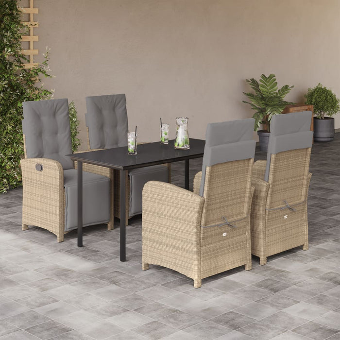 Set da Pranzo da Giardino 5 pz con Cuscini Beige in Polyrattan 3212593