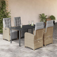 Set da Pranzo da Giardino 5 pz con Cuscini Beige in Polyrattan 3212594