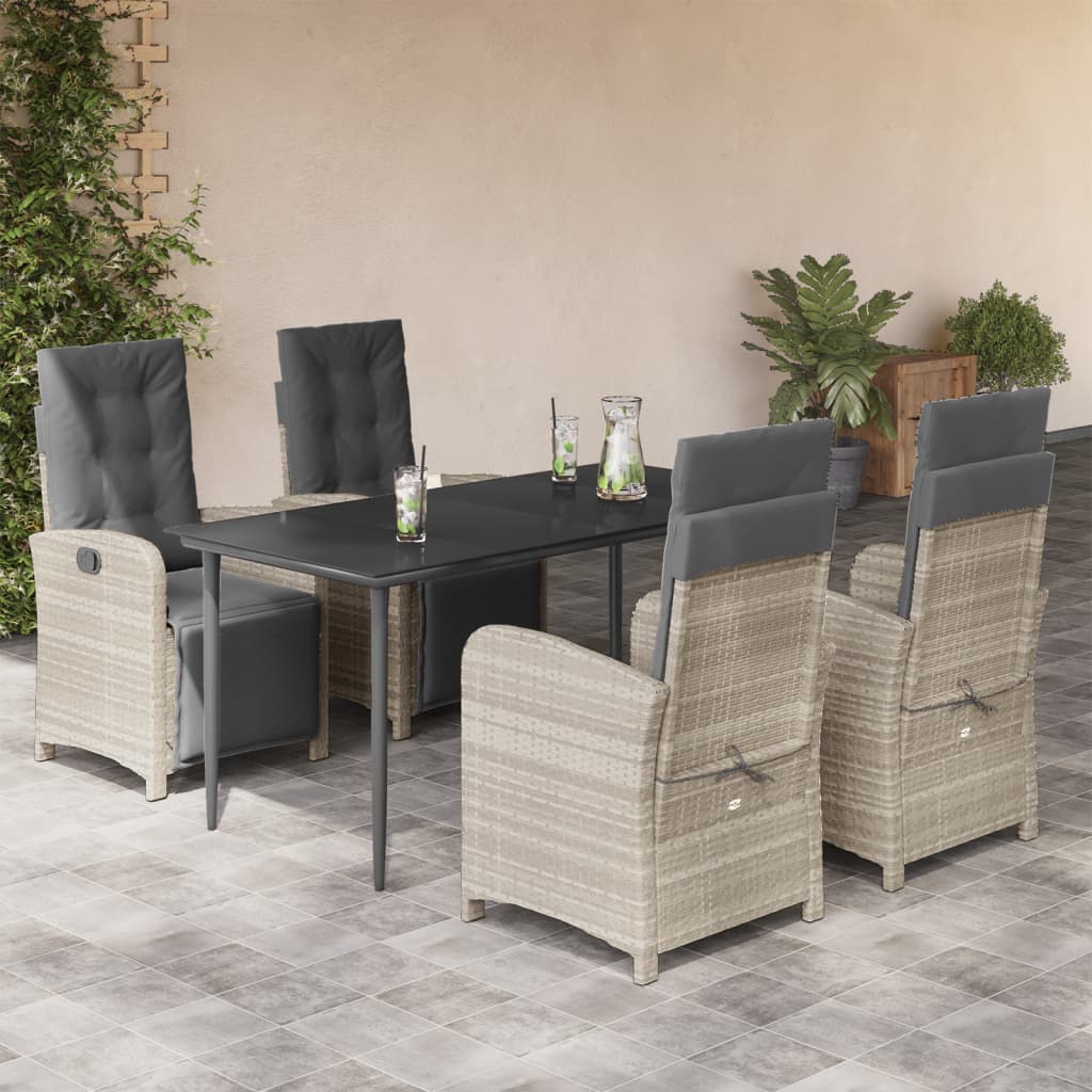 Set Pranzo da Giardino 5pz con Cuscini Grigio Chiaro Polyrattancod mxl 87740