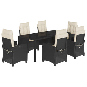 Set da Pranzo da Giardino 7 pz Nero con Cuscini in Polyrattan 3212632