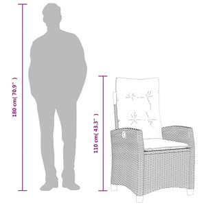 Set da Pranzo da Giardino 7 pz Nero con Cuscini in Polyrattan 3212632