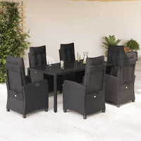 Set da Pranzo da Giardino 7 pz Nero con Cuscini in Polyrattancod mxl 87037
