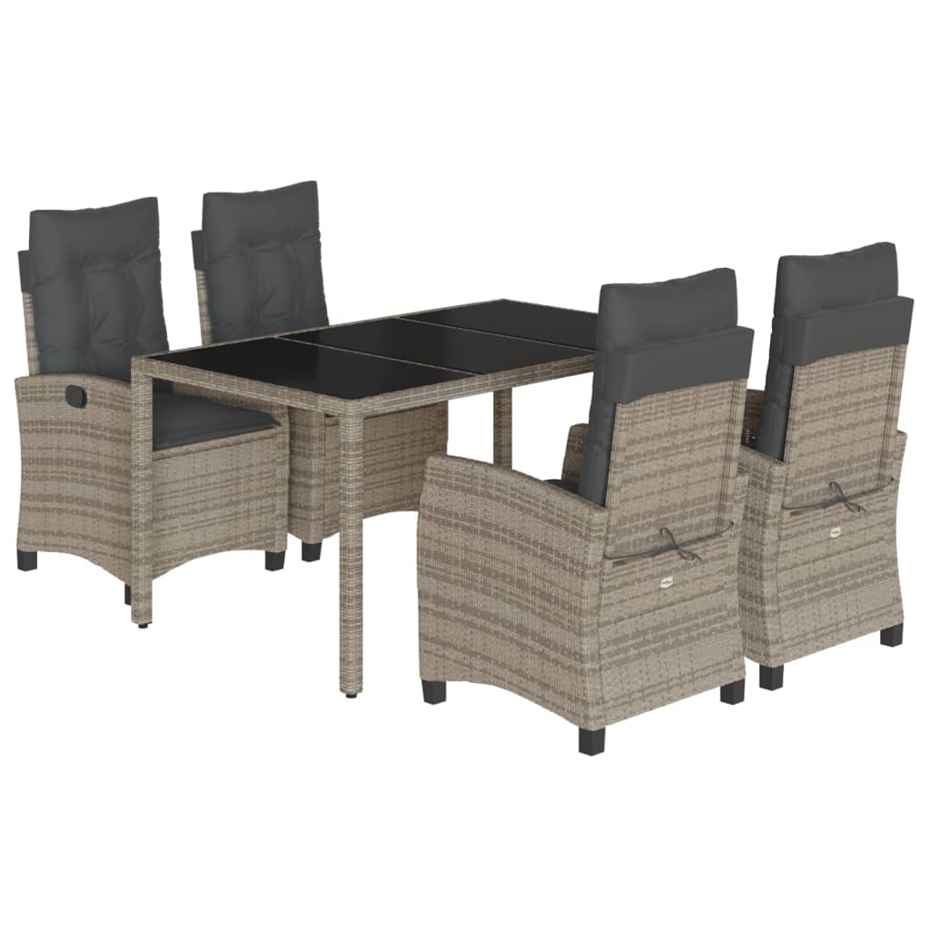 Set da Pranzo da Giardino 5 pz con Cuscini in Polyrattan Grigio 3212647