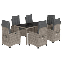 Set da Pranzo da Giardino 7 pz con Cuscini in Polyrattan Grigio 3212649