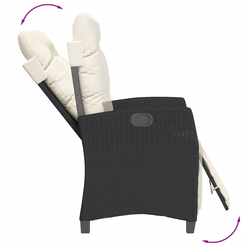 Set da Pranzo da Giardino 7 pz Nero con Cuscini in Polyrattan 3212658