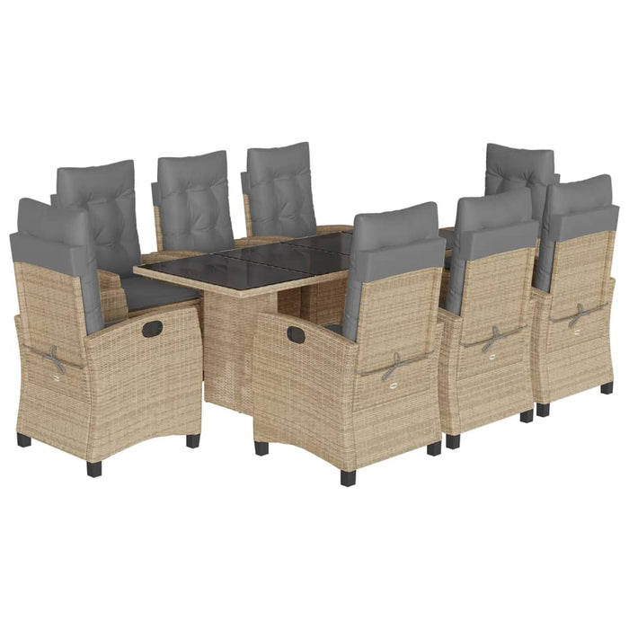 Set Pranzo da Giardino 9 pz con Cuscini Beige Misto Polyrattan 3212697