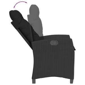 Set da Pranzo da Giardino 9 pz con Cuscini Nero in Polyrattan 3212709