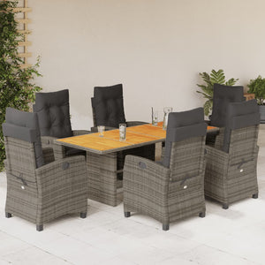 Set da Pranzo da Giardino 7 pz con Cuscini in Polyrattan Grigio 3212710