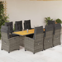 Set da Pranzo da Giardino 9 pz con Cuscini in Polyrattan Grigio 3212712