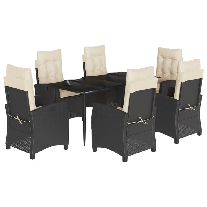 Set da Pranzo da Giardino 7 pz Nero con Cuscini in Polyrattancod mxl 87016