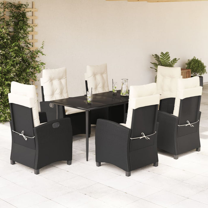 Set da Pranzo da Giardino 7 pz Nero con Cuscini in Polyrattancod mxl 87016