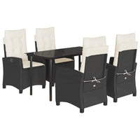 Set da Pranzo da Giardino 5 pz Nero con Cuscini in Polyrattan 3212735