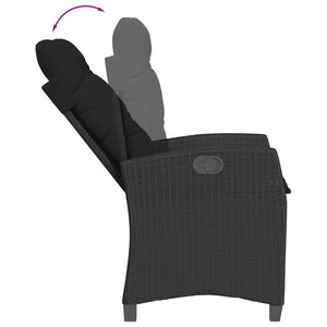 Set da Pranzo da Giardino 5 pz Nero con Cuscini in Polyrattan 3212746