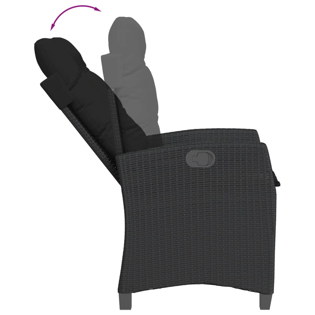 Set da Pranzo da Giardino 7 pz Nero con Cuscini in Polyrattan 3212747