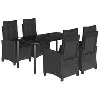 Set da Pranzo da Giardino 5 pz Nero con Cuscini in Polyrattan 3212756