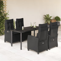 Set da Pranzo da Giardino 5 pz Nero con Cuscini in Polyrattan 3212756
