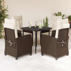 Set da Pranzo da Giardino 5pz con Cuscini in Polyrattan Marrone 3212764