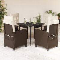 Set da Pranzo da Giardino 5pz con Cuscini in Polyrattan Marronecod mxl 111215