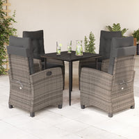 Set da Pranzo da Giardino 5 pz con Cuscini in Polyrattan Grigio 3212783