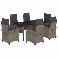 Set da Pranzo da Giardino 7 pz con Cuscini in Polyrattan Grigio 3212797