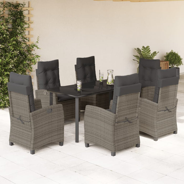 Set da Pranzo da Giardino 7 pz con Cuscini in Polyrattan Grigio 3212797