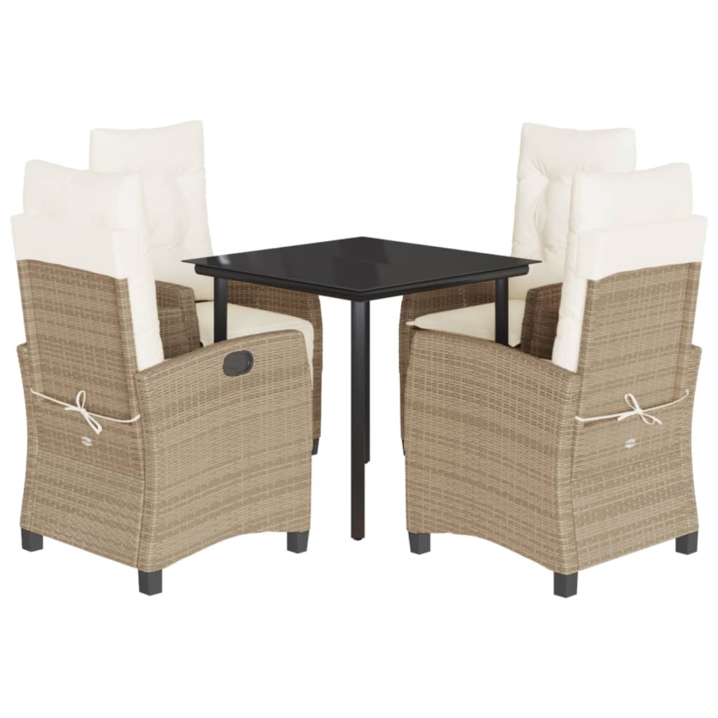Set da Pranzo da Giardino 5 pz con Cuscini Beige in Polyrattan 3212814