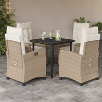 Set da Pranzo da Giardino 5 pz con Cuscini Beige in Polyrattan 3212814