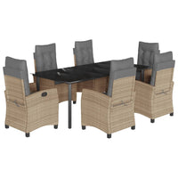 Set Pranzo da Giardino 7 pz con Cuscini Beige Misto Polyrattan 3212839