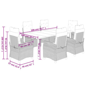 Set Pranzo da Giardino 7 pz con Cuscini Beige Misto Polyrattan 3212839