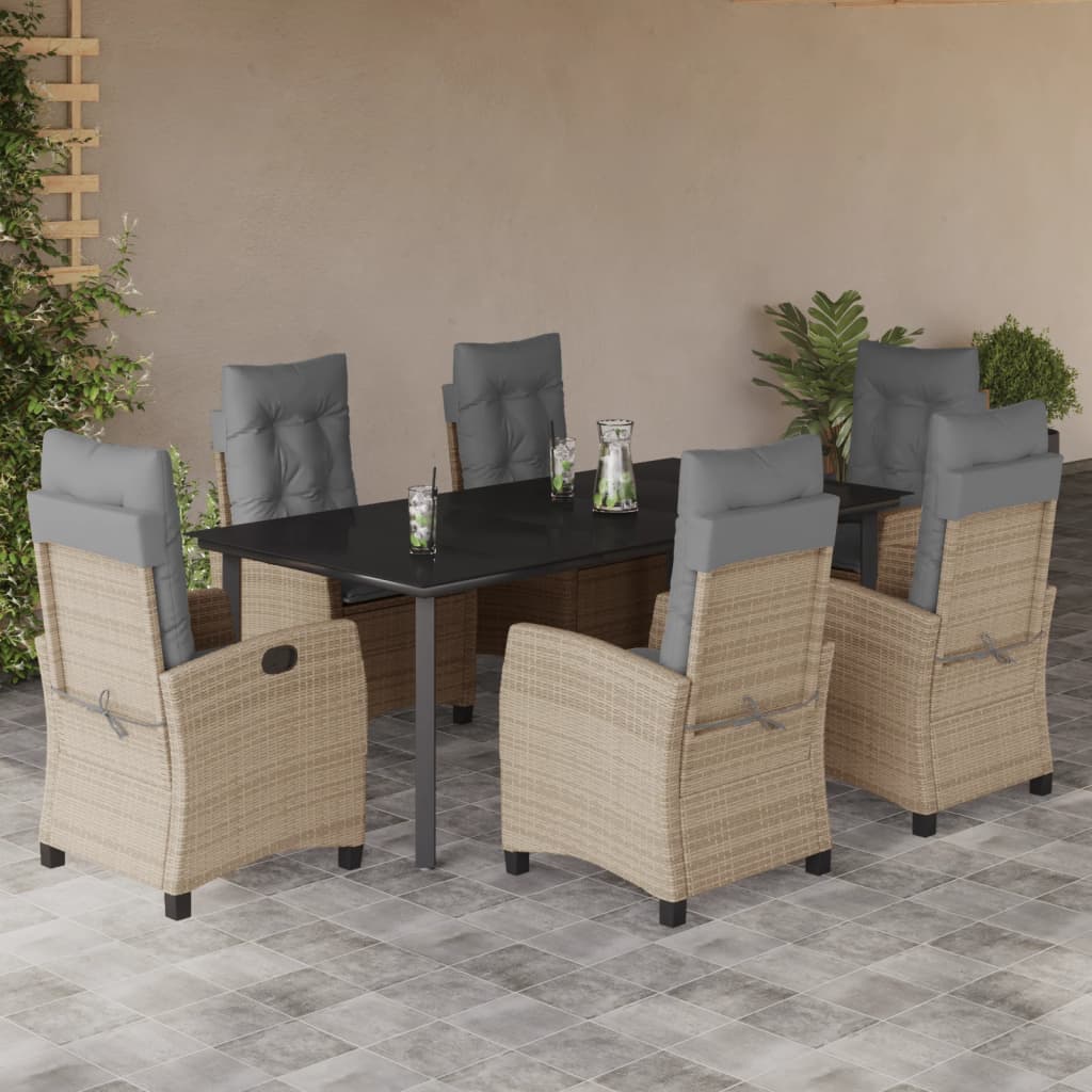 Set Pranzo da Giardino 7 pz con Cuscini Beige Misto Polyrattan 3212839