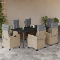 Set Pranzo da Giardino 7 pz con Cuscini Beige Misto Polyrattan 3212839
