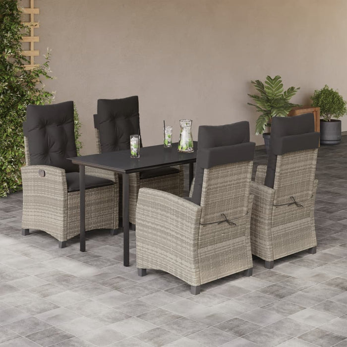 Set Pranzo da Giardino 5pz con Cuscini Grigio Chiaro Polyrattancod mxl 111056