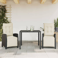 Set da Pranzo da Giardino 3 pz con Cuscini Nero in Polyrattan 3212882