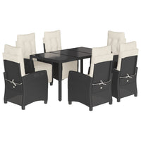 Set da Pranzo da Giardino 7 pz Nero con Cuscini in Polyrattan 3212885