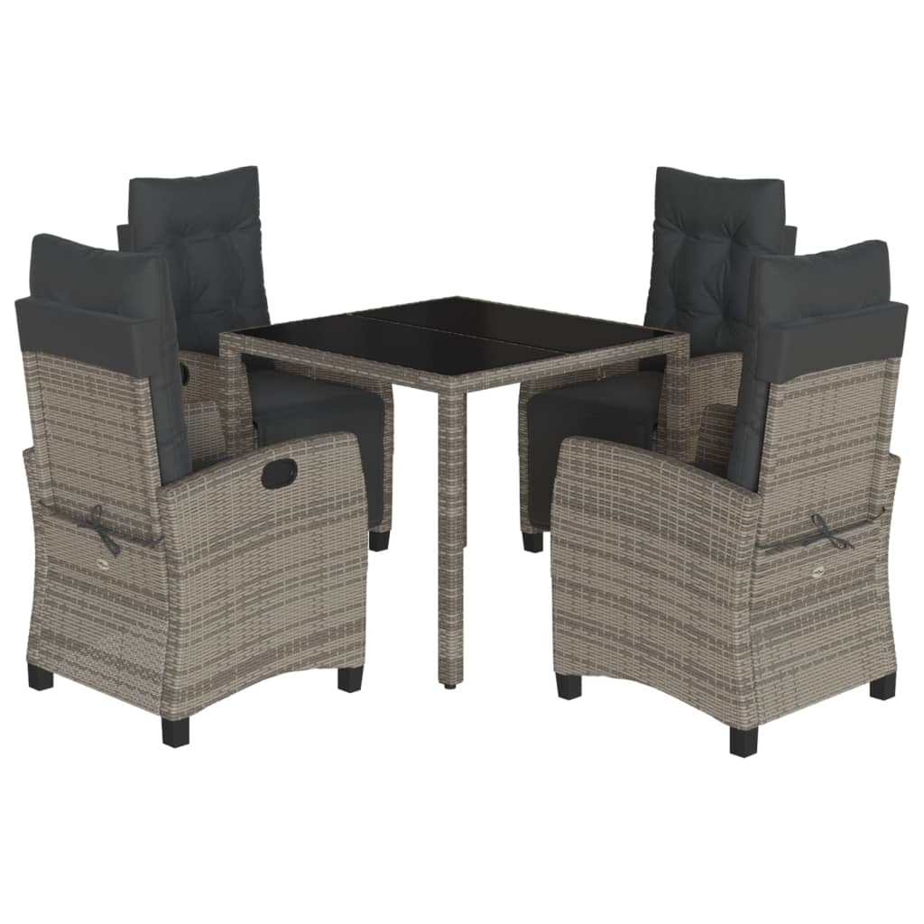 Set da Pranzo da Giardino 5 pz con Cuscini in Polyrattan Grigio 3212895