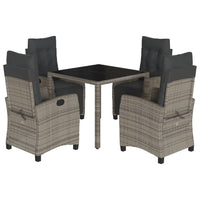 Set da Pranzo da Giardino 5 pz con Cuscini in Polyrattan Grigio 3212895