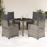 Set da Pranzo da Giardino 5 pz con Cuscini in Polyrattan Grigio 3212895