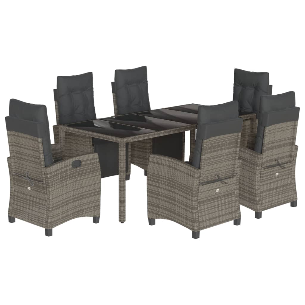 Set da Pranzo da Giardino 7 pz con Cuscini in Polyrattan Grigio 3212898