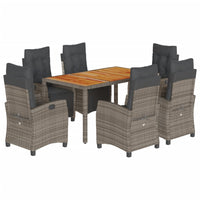 Set da Pranzo da Giardino 7 pz con Cuscini in Polyrattan Grigio 3212915