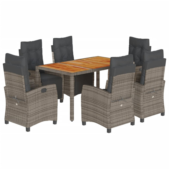 Set da Pranzo da Giardino 7 pz con Cuscini in Polyrattan Grigio 3212915