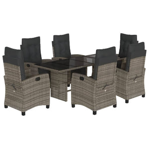 Set da Pranzo da Giardino 7 pz con Cuscini in Polyrattan Grigio 3212924