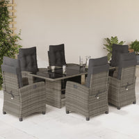 Set da Pranzo da Giardino 7 pz con Cuscini in Polyrattan Grigio 3212924