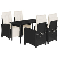 Set da Pranzo da Giardino 5 pz Nero con Cuscini in Polyrattan 3212955