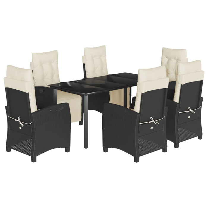 Set da Pranzo da Giardino 7 pz Nero con Cuscini in Polyrattan 3212957
