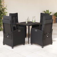 Set da Pranzo da Giardino 5 pz Nero con Cuscini in Polyrattan 3212961